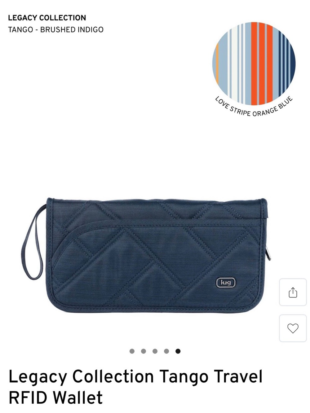 NWT- lug Brushed Indigo Quilted Travel Wallet